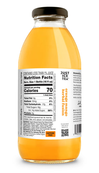 Just Ice Tea, Orange Mango Herbal Fusion, 16oz (Pack of 12)