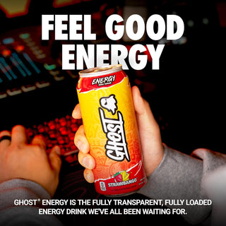 Ghost Energy Drink, Strawbango, 16oz (Pack of 12)