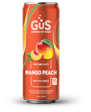 GuS Soda, Mango Peach, 12oz Cans (Pack of 12)