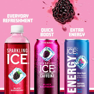 Sparkling Ice Flavored Sparkling Water, Black Raspberry, 17 oz (Pack of 12)