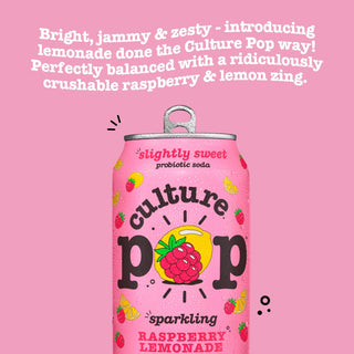 Culture Pop Sparkling Probiotic Soda, Raspberry Lemonade, 12oz (Pack of 12)