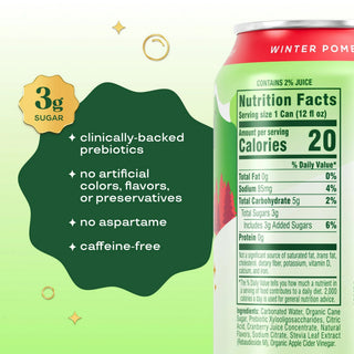 Bloom Pop Prebiotic Soda, Winter Pomberry, 12oz (Pack of 12)