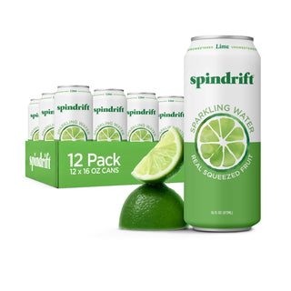 Spindrift Fruit Flavored Sparkling Water, Lime, 16 oz Cans (Pack of 12)