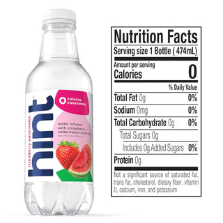 Hint Fruit-Infused Water, Strawberry Watermelon, 16oz (Pack of 12)