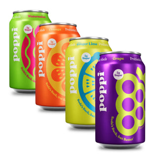 Poppi Prebiotic Soda, Beach Party Variety, 12oz (Pack of 12)
