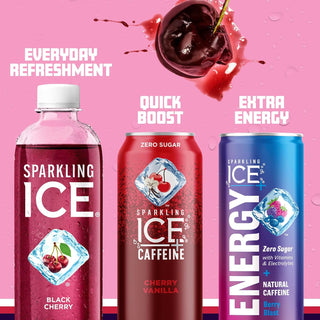 Sparkling Ice Flavored Sparkling Water, Black Cherry, 17 oz (Pack of 12)