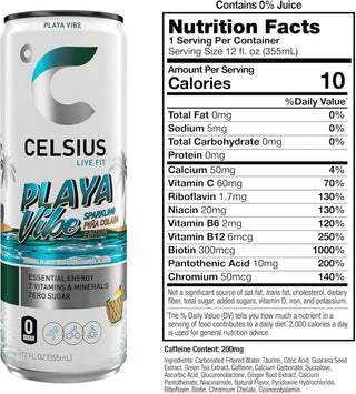 CELSIUS Sparkling Energy Drink, Piña Colada Playa Vibe, 12oz (Pack of 12)