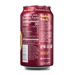 Poppi Prebiotic Soda, Root Beer, 12oz (Pack of 12)