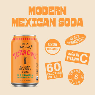 De La Calle Tepache Modern Mexican Soda, Mandarin Refresco, 12oz (Pack of 12)