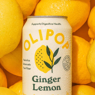 Olipop Sparkling Prebiotic Soda, Ginger Lemon, 12oz (Pack of 12)