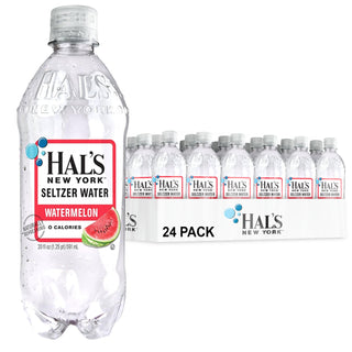 Hal's New York Seltzer Water 20oz, Watermelon (Pack of 24)