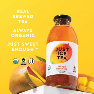 Just Ice Tea, Mango White Tea, 16oz (Pack of 12)