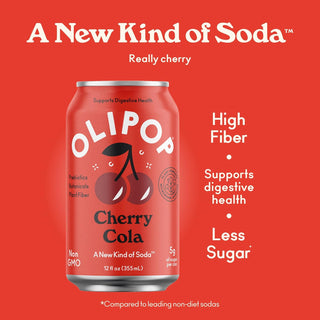 Olipop Sparkling Prebiotic Soda, Cherry Cola, 12oz (Pack of 12)