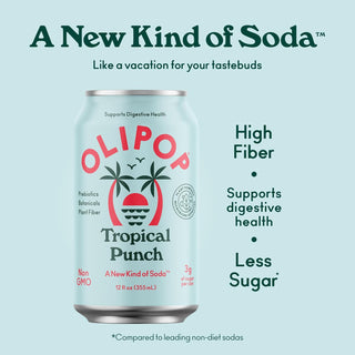 Olipop Sparkling Prebiotic Soda, Tropical Punch, 12oz (Pack of 12)