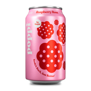 Poppi Prebiotic Soda, Raspberry Rose, 12 oz (Pack of 12)