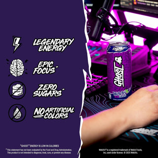 Ghost Energy Drink, Welch's Grape, 16oz (Pack of 12)