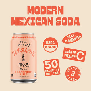 De La Calle Tepache Modern Mexican Soda, Grapefruit Lime, 12oz (Pack of 12)