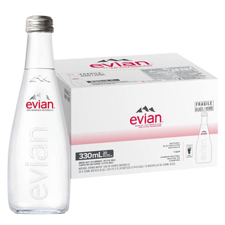 Evian Natural Spring Water, 11.1 Fl Oz Glass Bottles (Pack of 20)