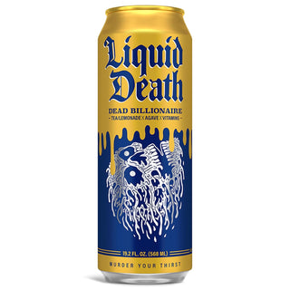 Liquid Death Sparkling Water, Dead Billionaire, 19.2oz (Pack of 12)