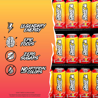 Ghost Energy Drink, Strawbango, 16oz (Pack of 12)