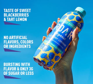 ROAR Complete Hydration Organic Drink, Blackberry Lemonade, 18 oz (Pack of 12)