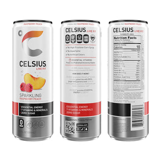 CELSIUS Sparkling Energy Drink, Raspberry Peach, 12oz (Pack of 12)