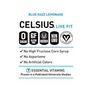 CELSIUS Fizz-Free Energy Drink, Blue Razz Lemonade, 12oz (Pack of 12)