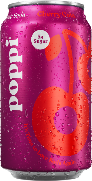 Poppi Prebiotic Soda, Cherry Cola, 12oz (Pack of 12)