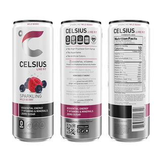 CELSIUS Sparkling Energy Drink, Wild Berry, 12oz (Pack of 12)