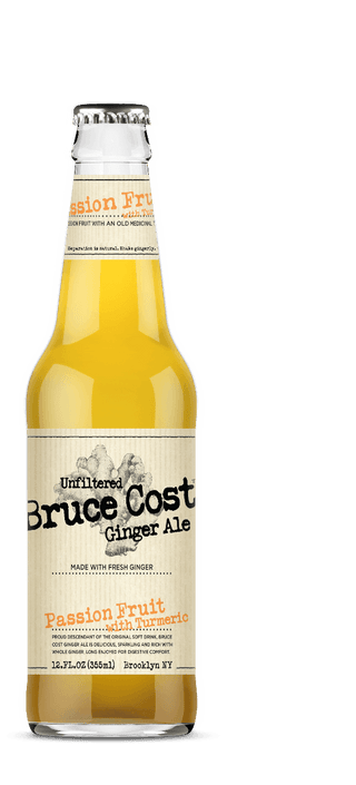 Bruce Cost Unfiltered Ginger Ale, Passion Fruit with Turmeric 12 oz - Multi Pack