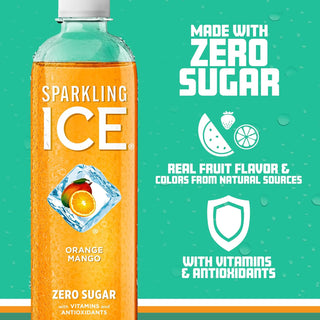 Sparkling Ice Flavored Sparkling Water, Orange Mango, 17 oz (Pack of 12)