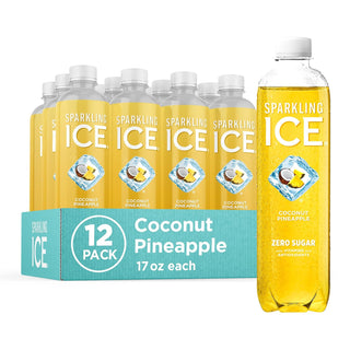 Sparkling Ice Flavored Sparkling Water, Coconut Pineapple, 17 oz (Pack of 12)