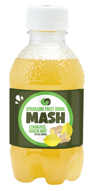 Mash Sparkling Fruit Drink, Lemon Peel Ginger Root, 16oz (Pack of 12)