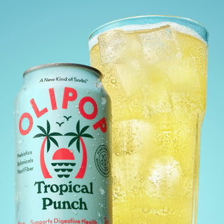 Olipop Sparkling Prebiotic Soda, Tropical Punch, 12oz (Pack of 12)