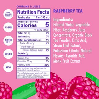 SWOON Sugar Free Iced Tea, Raspberry Tea, 12oz (Pack of 12)