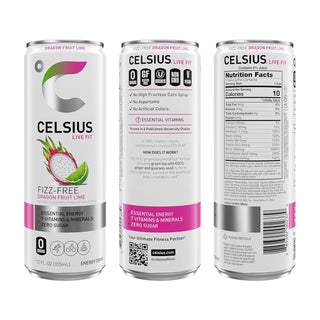 CELSIUS Fizz-Free Energy Drink, Dragon Fruit Lime, 12oz (Pack of 12)