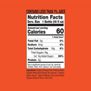 Just Ice Tea, Mango White Tea, 16oz (Pack of 6)