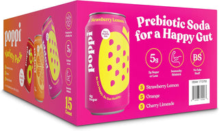 Poppi Prebiotic Soda, 3 Flavor Variety, 12oz (Pack of 15)