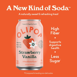 Olipop Sparkling Prebiotic Soda, Strawberry Vanilla, 12oz (Pack of 12)