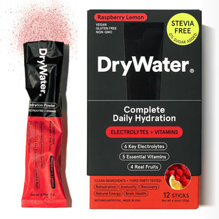 DryWater Electrolyte Powder Packets, Raspberry Lemon, 0.39oz (Pack of 12)