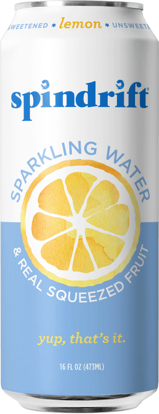 Spindrift Fruit Flavored Sparkling Water, Lemon, 16 oz Cans (Pack of 12)