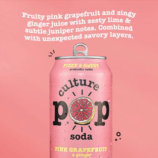 Culture Pop Sparkling Prebiotic Soda, Grapefruit, 12oz (Pack of 12)