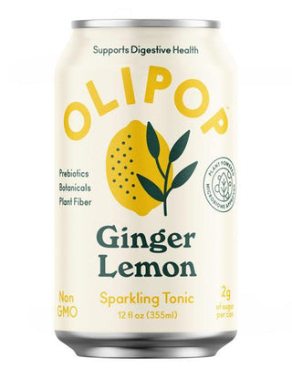 Olipop Sparkling Prebiotic Soda, Ginger Lemon, 12oz (Pack of 12)