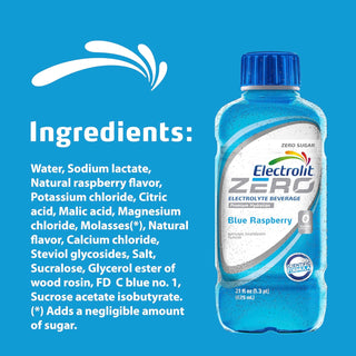Electrolit ZERO Electrolyte Hydration Beverage, Blue Raspberry, 21oz (Pack of 12)