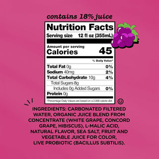 Culture Pop Sparkling Probiotic Soda, Grape, 12oz (Pack of 12)