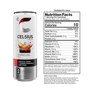 CELSIUS Sparkling Energy Drink, Cola, 12oz (Pack of 12)