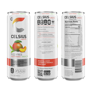CELSIUS Fizz-Free Energy Drink, Peach Mango, 12oz (Pack of 12)