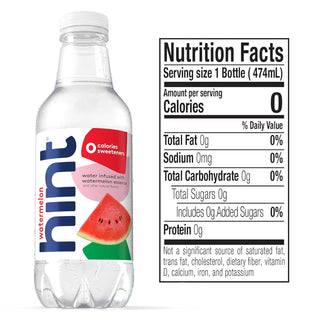 Hint Fruit-Infused Water, Watermelon, 16oz (Pack of 12)
