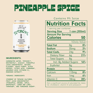 De La Calle Tepache Modern Mexican Soda, Pineapple Spice, 12oz (Pack of 12)