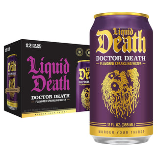 Liquid Death Sparkling Water, Doctor Death, 12oz (Pack of 12)